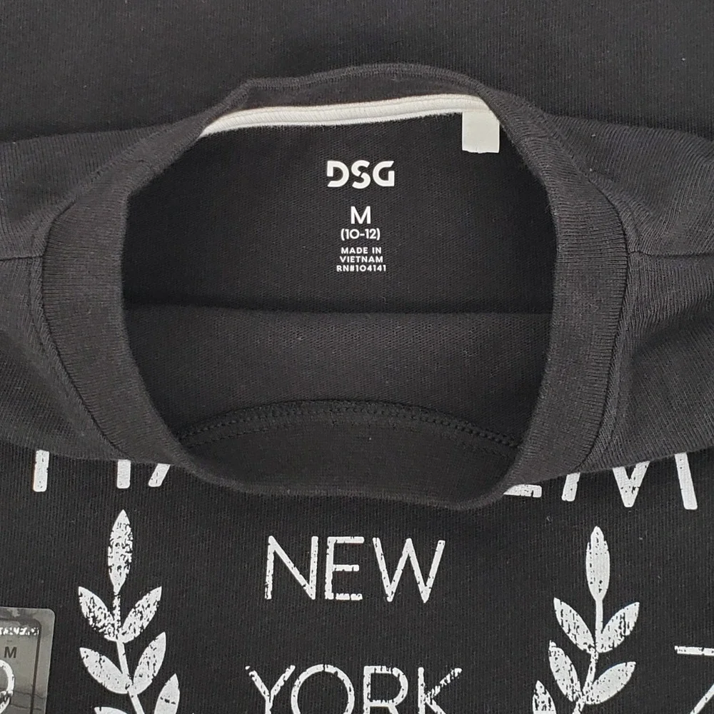 DSG Girls Medium 100% Cotton Harlem New York Basketball Graphic Tee Black New